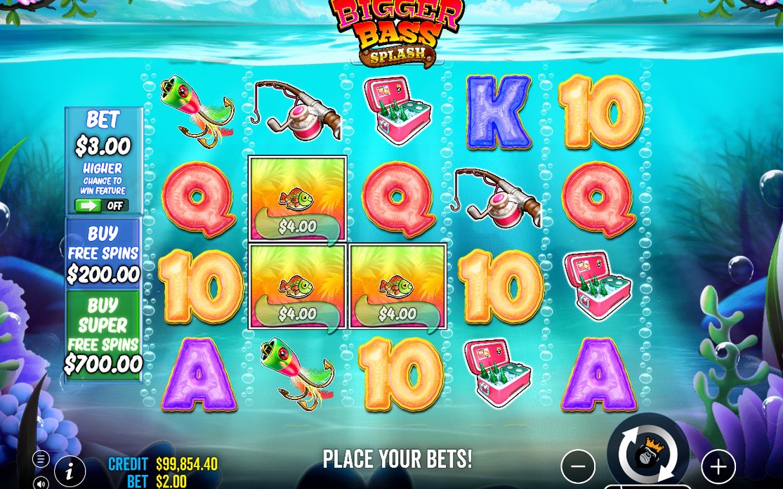 Win screen with fish money values on the grid