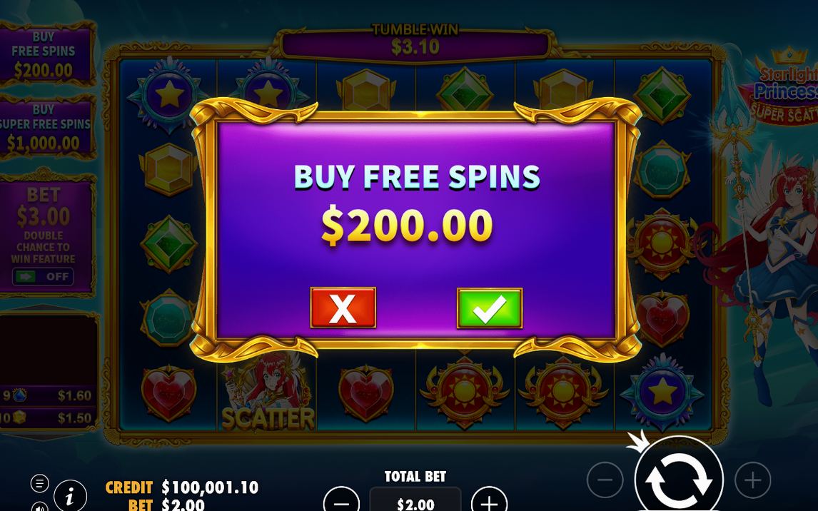 Super Free Spins magenta grid, multiply tumble win header
